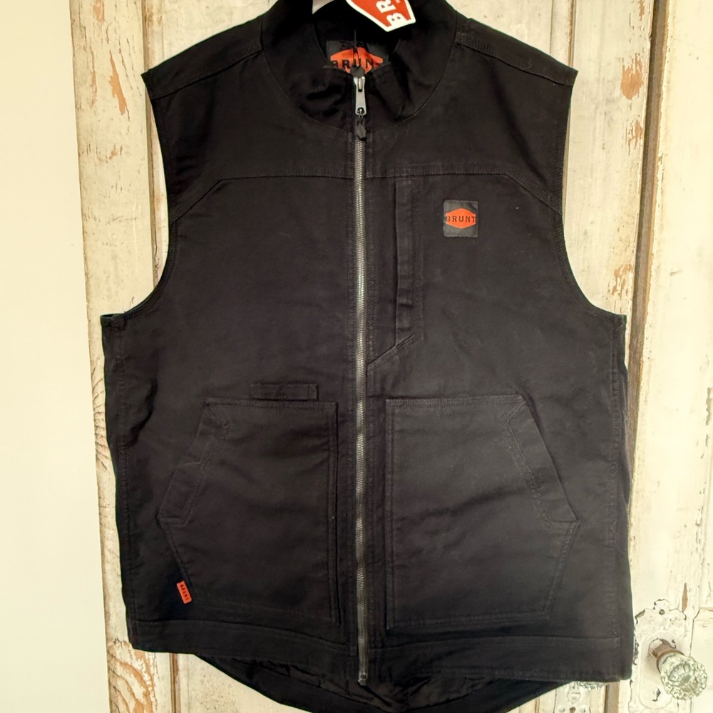 NEW Rugged Black Vest by Brunt and cap